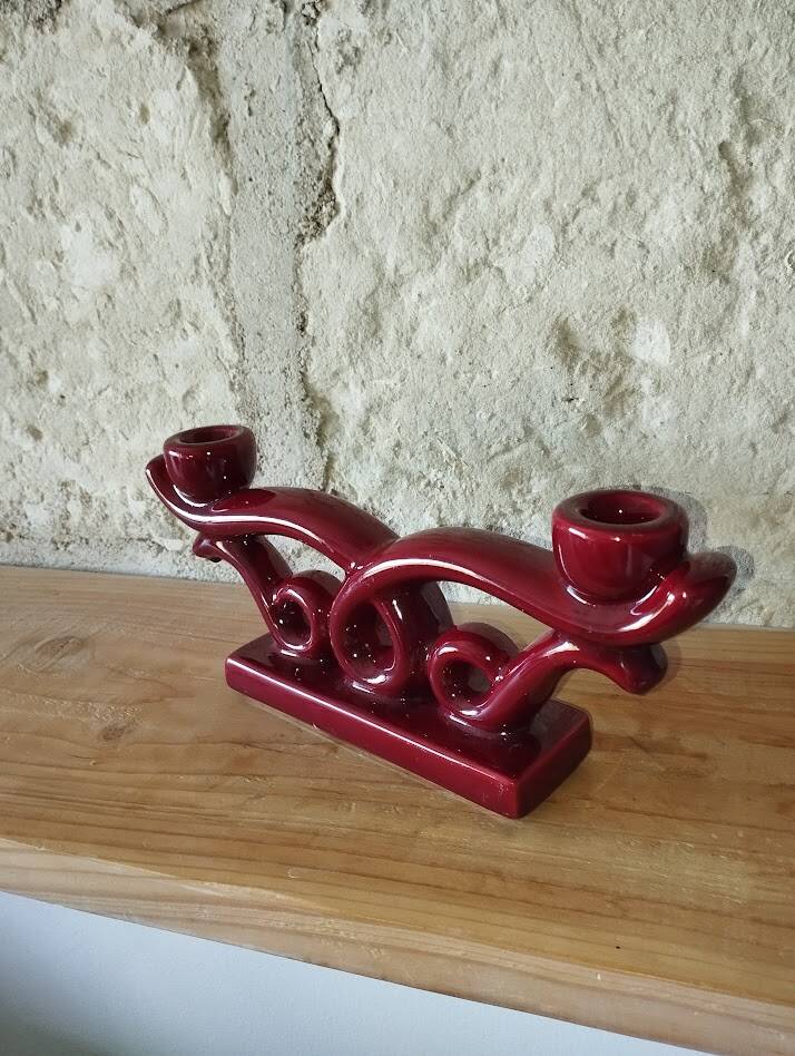 Ceramic slipware candlestick