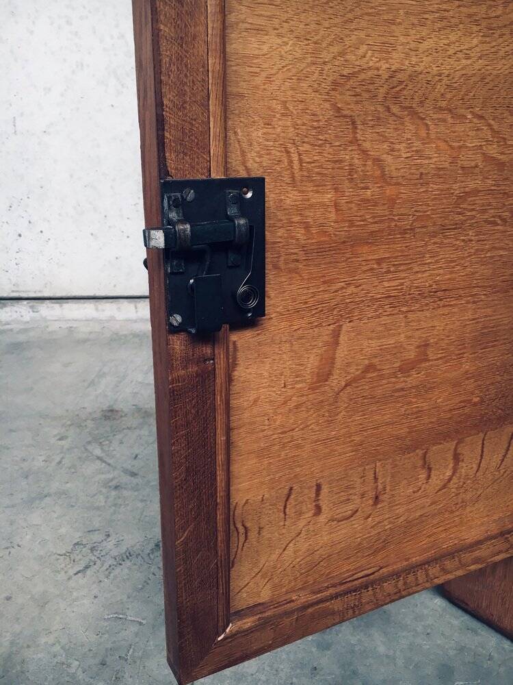 Brutalist Handcrafted Oak 2 Door Cabinet, Belgium, 1950s
