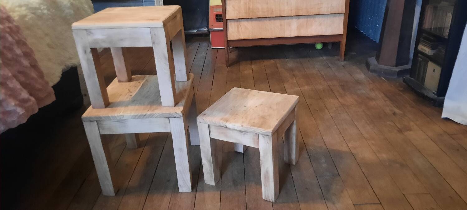 Brutalist wooden bedside tables