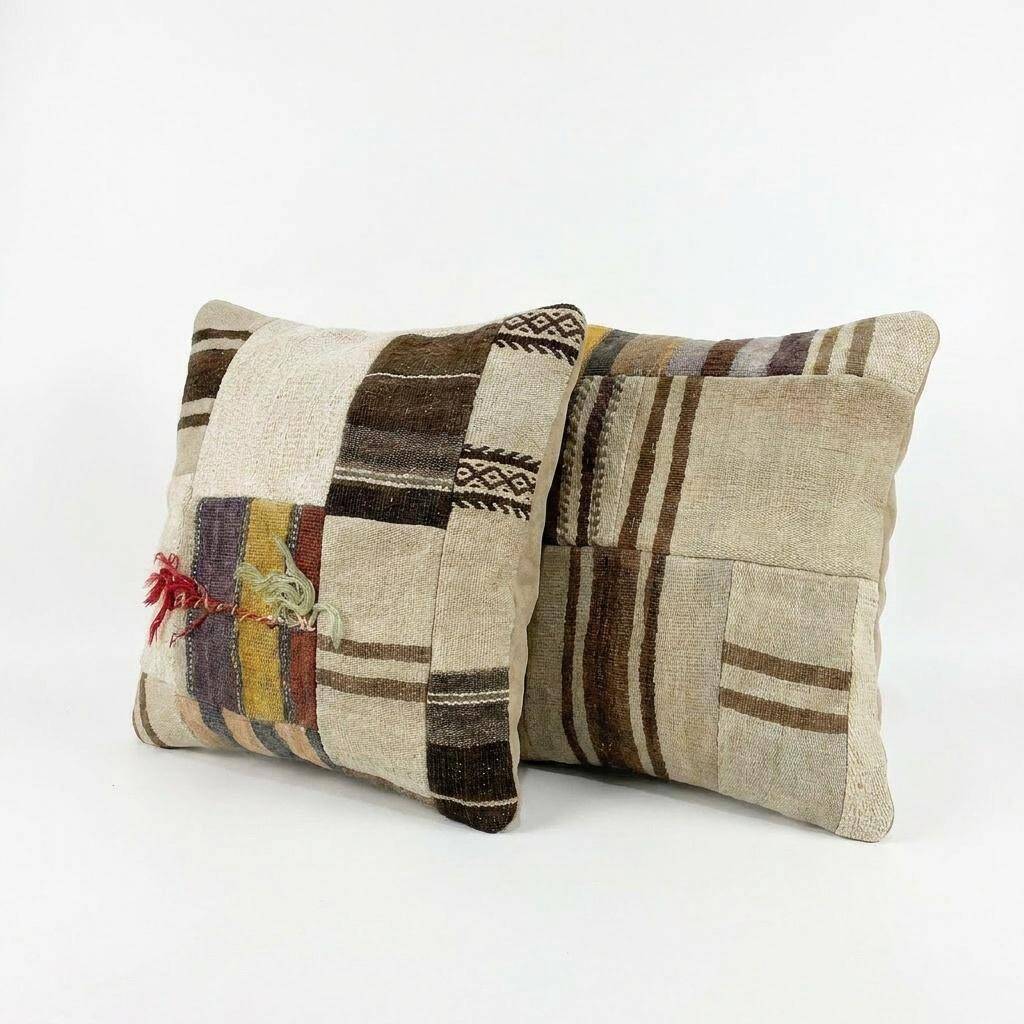 Set of 2 vintage kilim cushion covers 51x51 cm