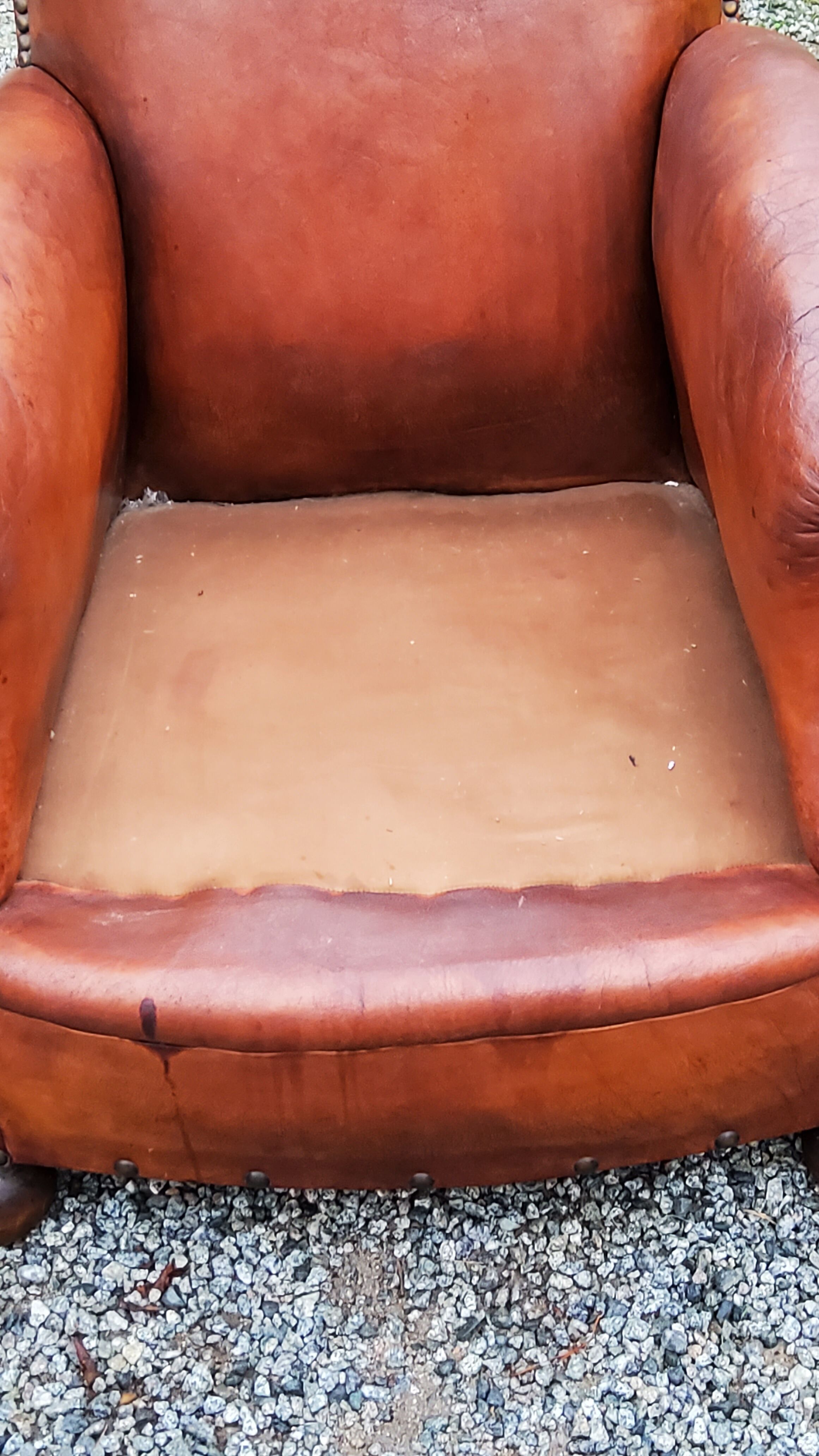 Leather club armchair back mustache from the 30s