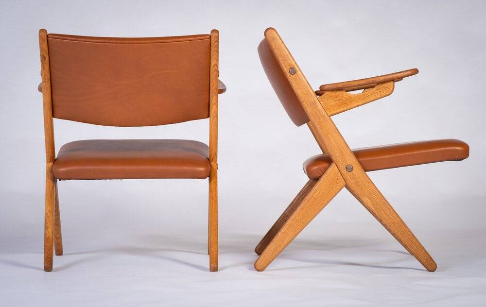 Architectural Armchairs by Arne Hovmand Olsen, Denmark, 1970s, Set of 2