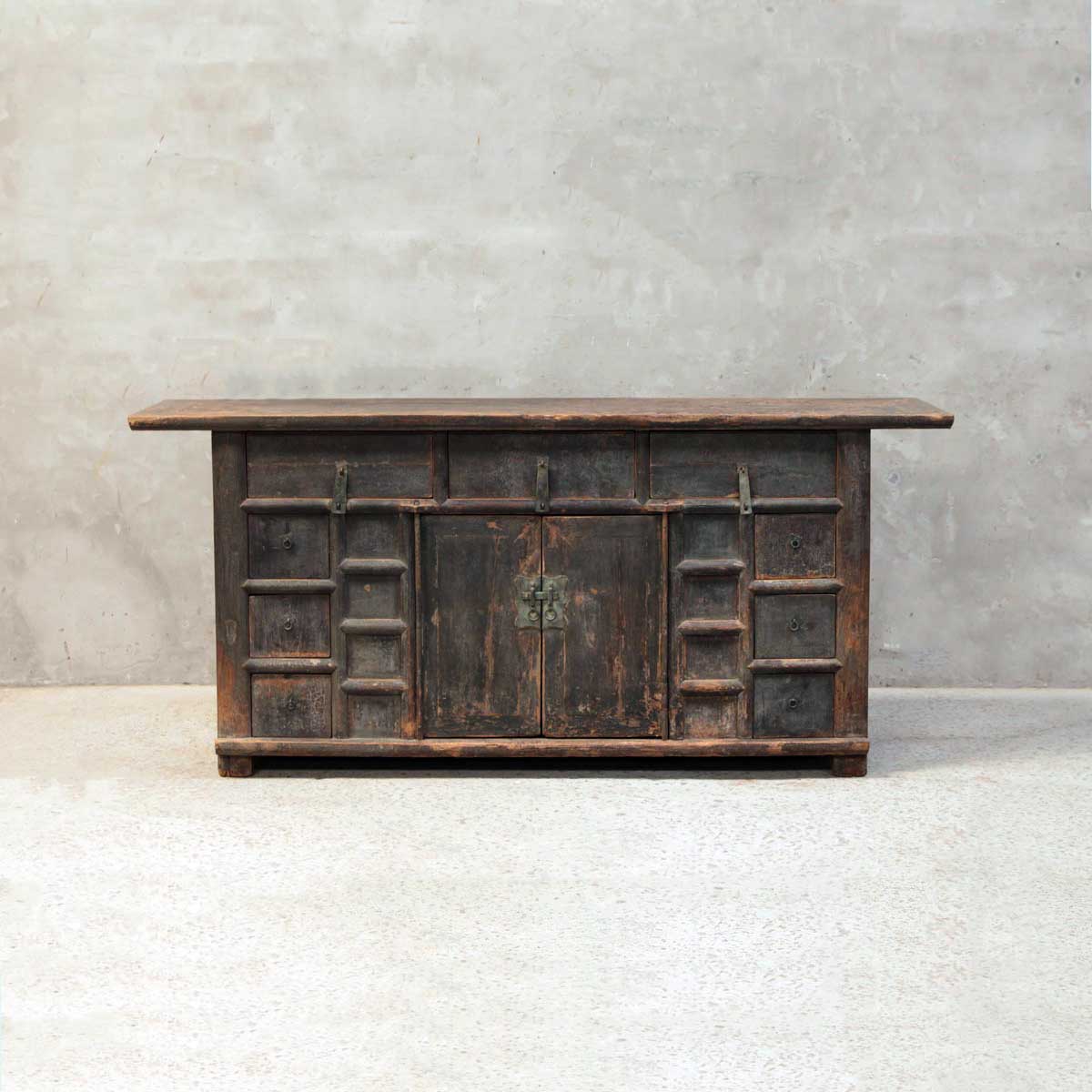 Old black lacquered wooden buffet