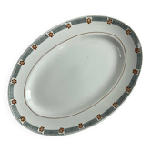 Oval presentation plate Saint Amand with bicolour floral decoration.