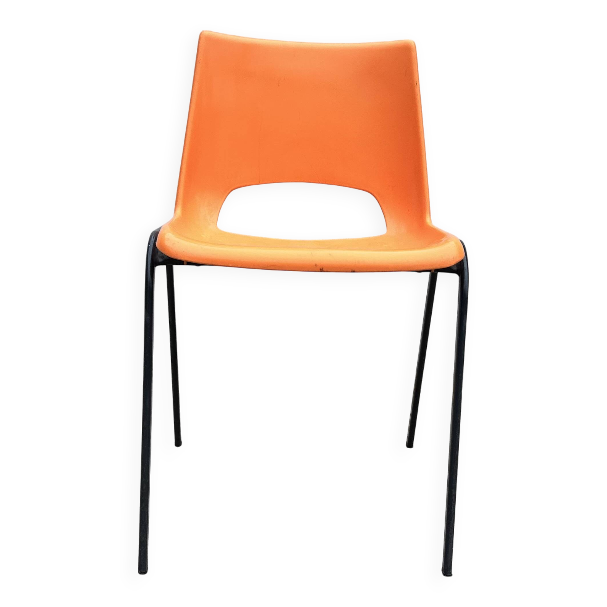 Orange plastic shell chair