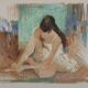 Paul COLLOMB: Dancer on a green background, original signed lithograph.