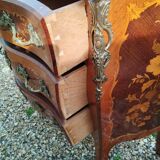 Louis xv style marble top marquetry chest of drawers