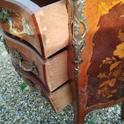 Louis xv style marble top marquetry chest of drawers