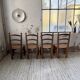 Set of 4 oak and straw chairs Dudouyt 1940
