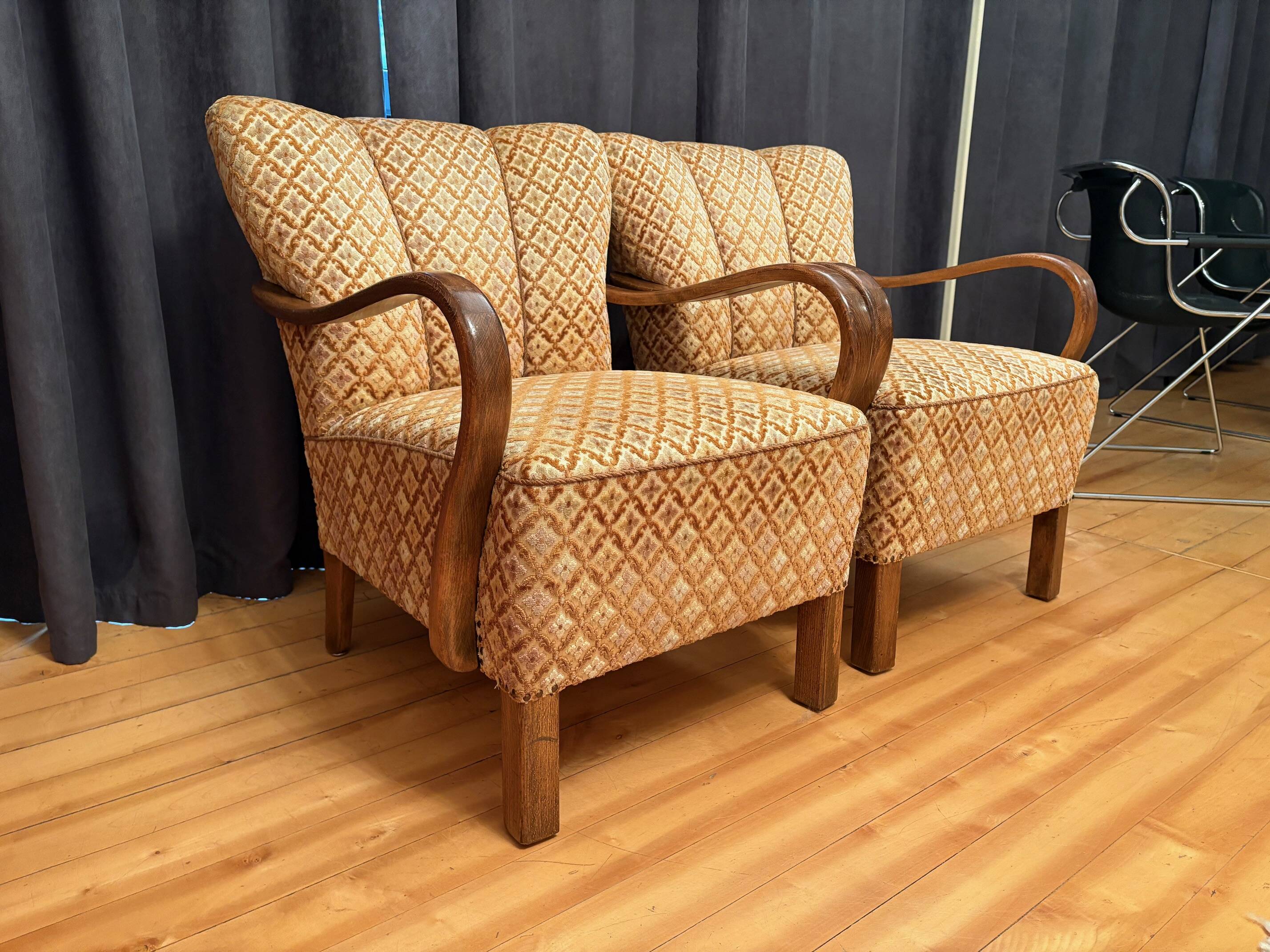 Pair of Art Deco Armchairs, 1940s