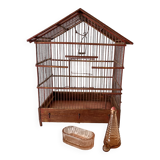 Cage à oiseaux ancienne en bois et acier