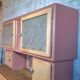 Mado two-body vintage kitchen buffet from the 1950s – cathedral glass