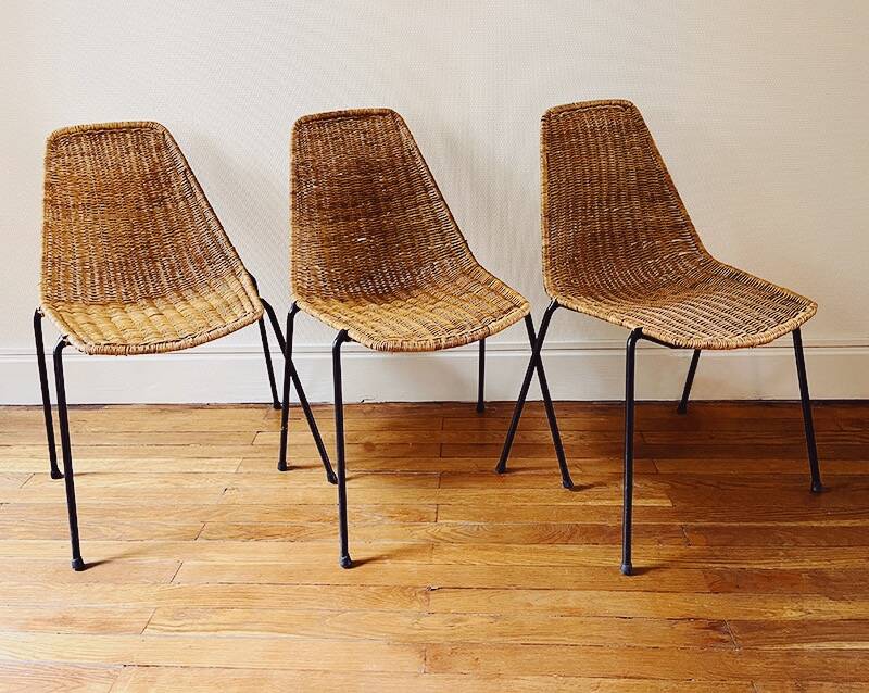 Ensemble de 5 chaises "Basket" par Gianfranco Legler, années 1950