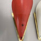 Set of two hole pattern theatre wall light sconces, france, 1950