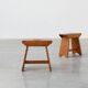 Rustic Pine Stool with Cut-Out Trestle Legs, Sweden, circa 1920