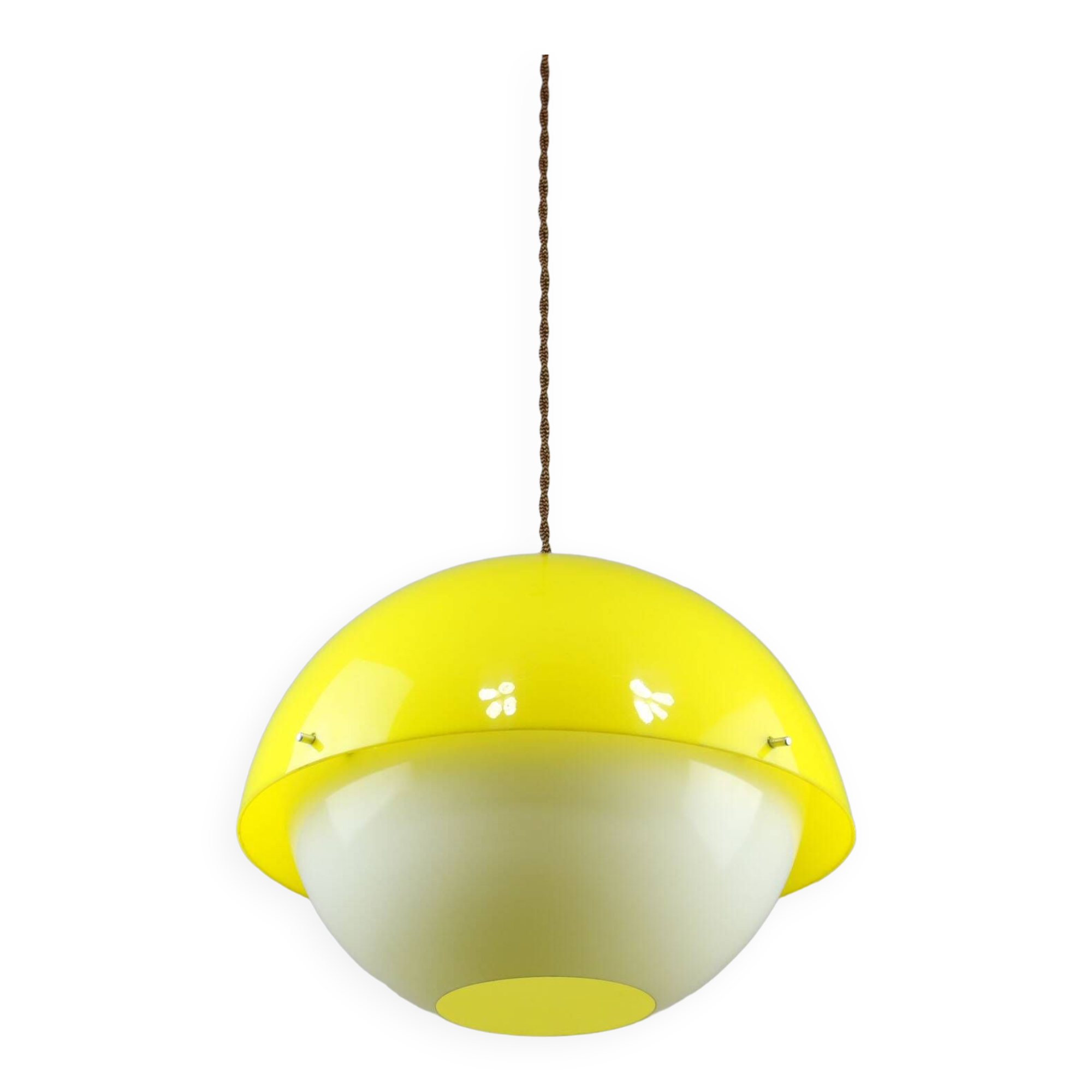 Space-age Yellow Plexiglas Pendant Lamp, 70s