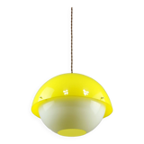 Lampe à Suspension Space-Age en Plexiglas Jaune, années 70