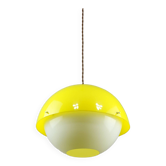 Space-age Yellow Plexiglas Pendant Lamp, 70s