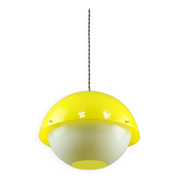 Space-age Yellow Plexiglas Pendant Lamp, 70s