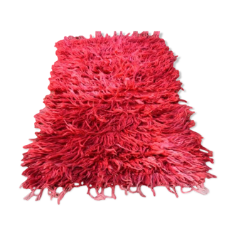 Angora wool red color shaggy rug long pile filikli tulu carpet flokati rug shag tulu hairy rugs 68 x 154 cm