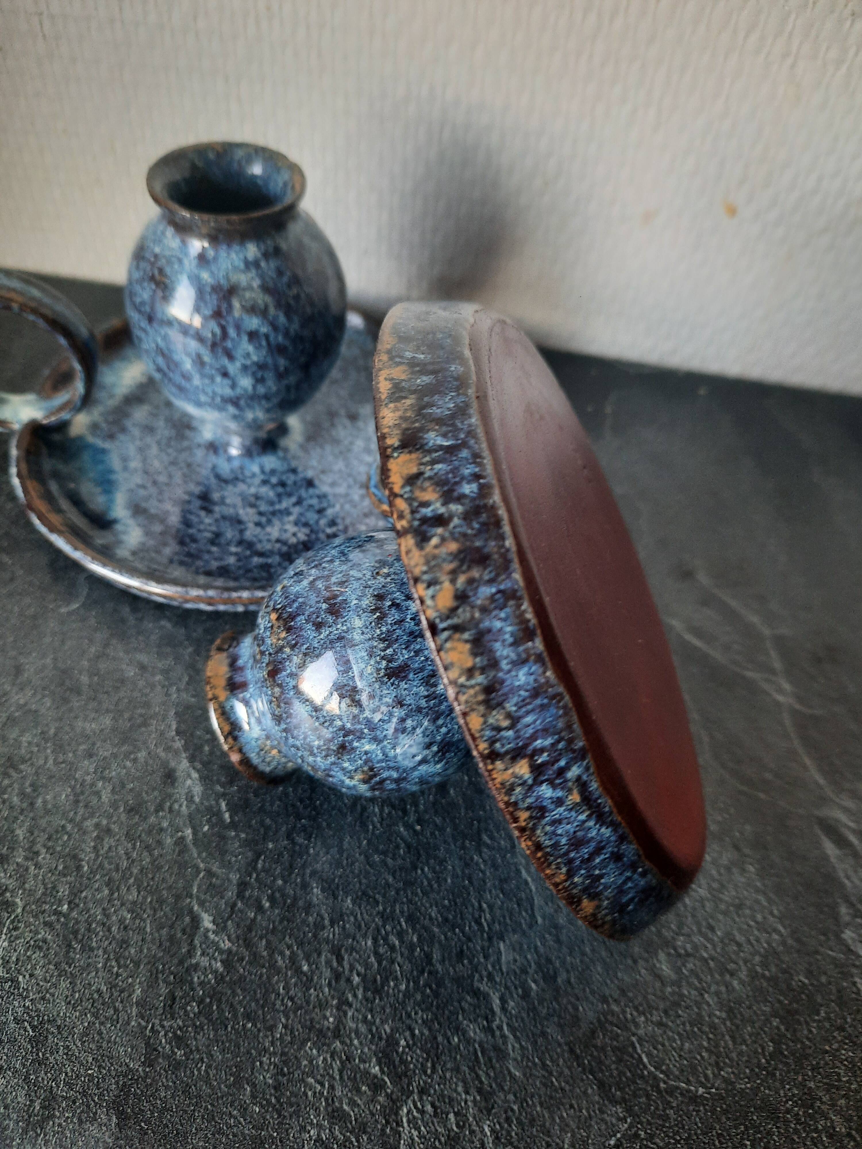 Pair of ceramic candle holders
