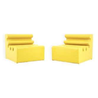 Pair of yellow “Karelia” armchairs by Liisi Beckmann for Zanotta, 1960