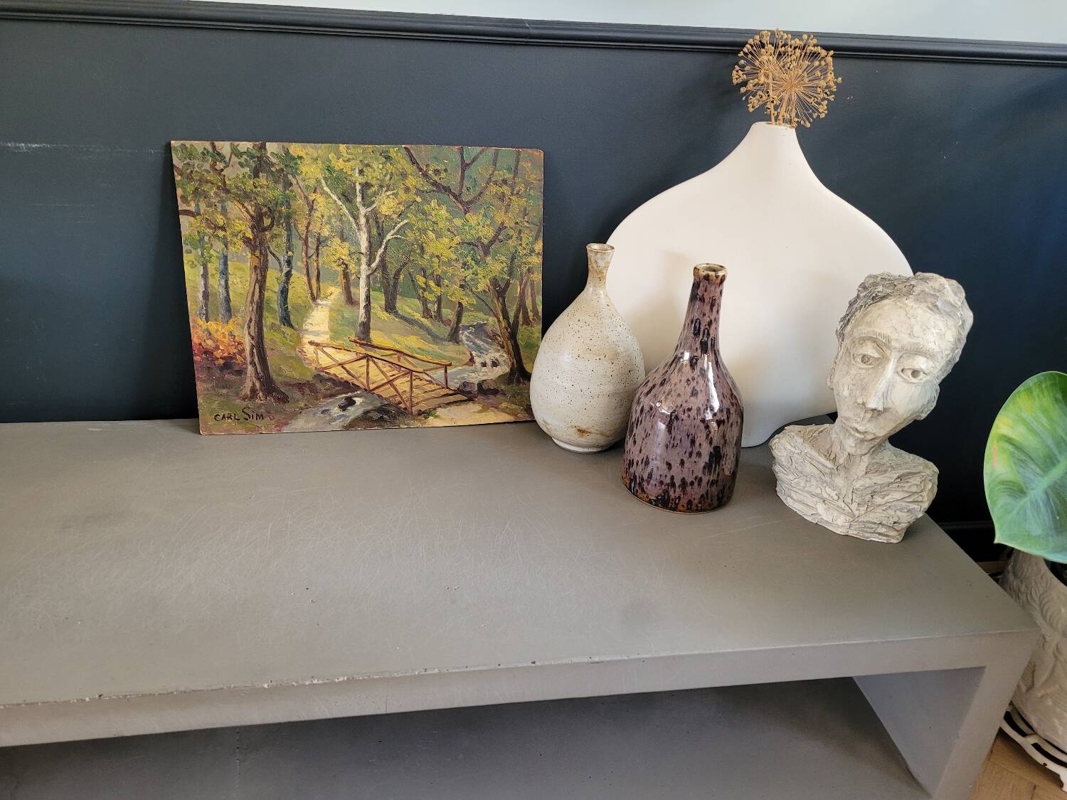 Oil on wood landscape signed Carl SIM