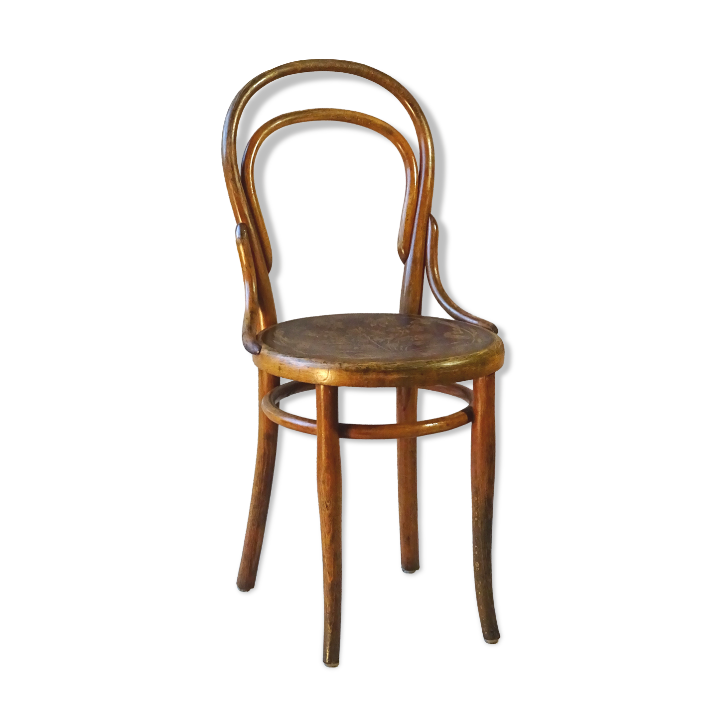 Thonet chair N°14 1/2, flowered wood seat -1900 -