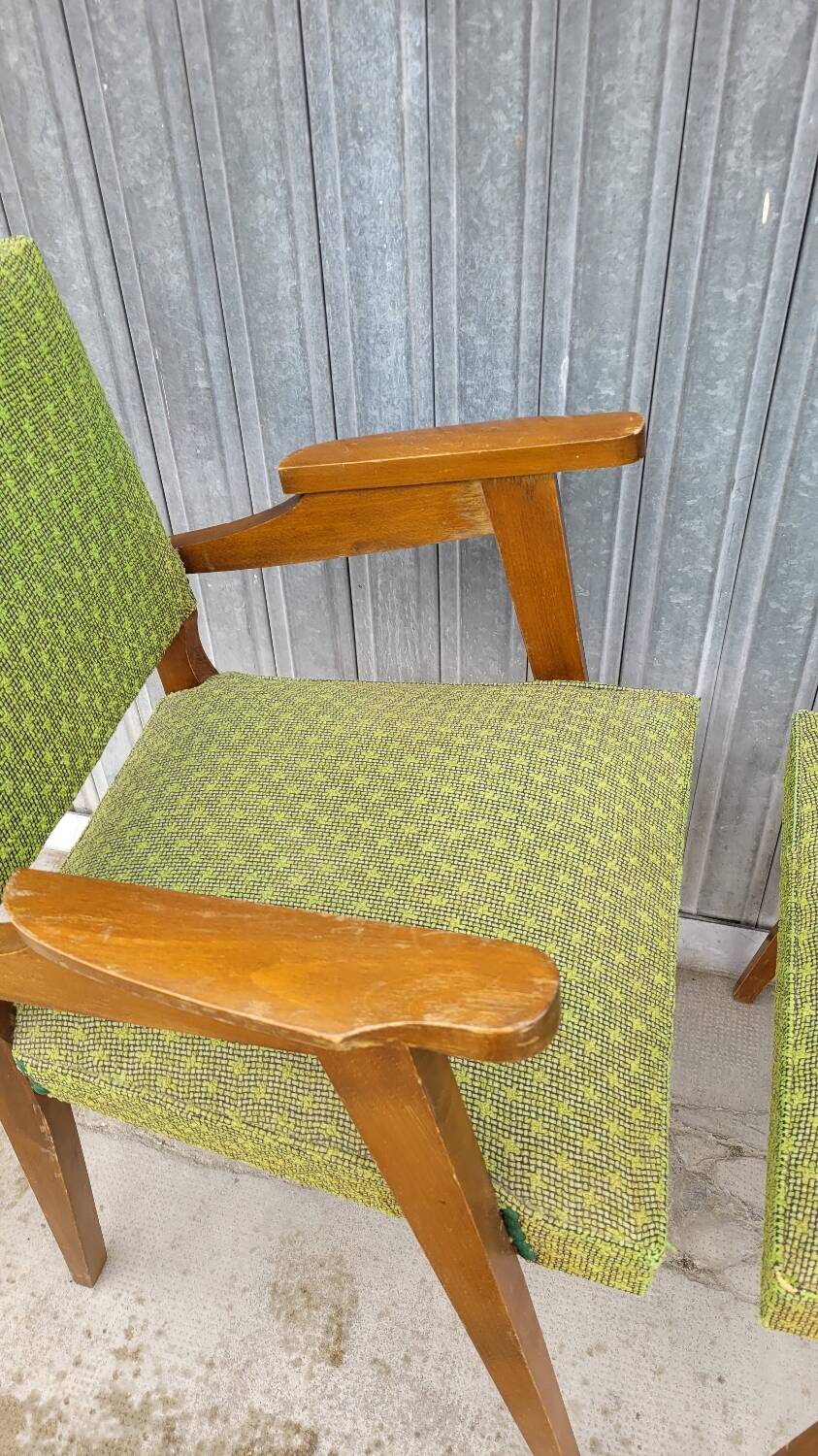 Pair of vintage bridge armchairs 1950s designer compass feet