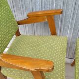 Paire de fauteuils bridge vintage 1950s pieds compas design