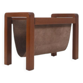 Danish vintage magazine holder in teak with leather, 1970s