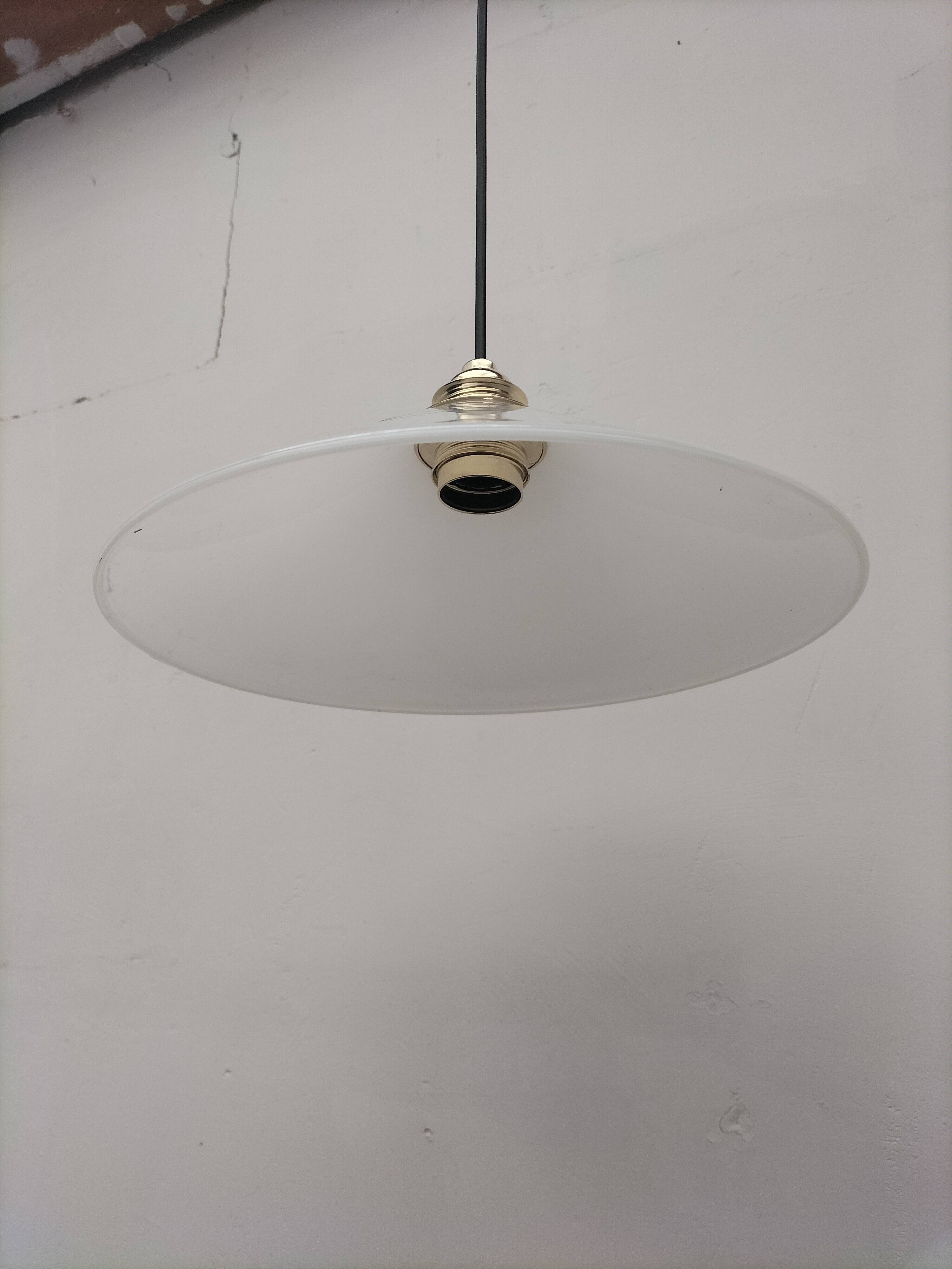 Pair of opaline pendant lights