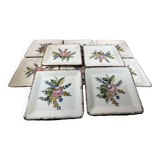 10 Square Dessert Plates by Emile Tessier, Malicorne