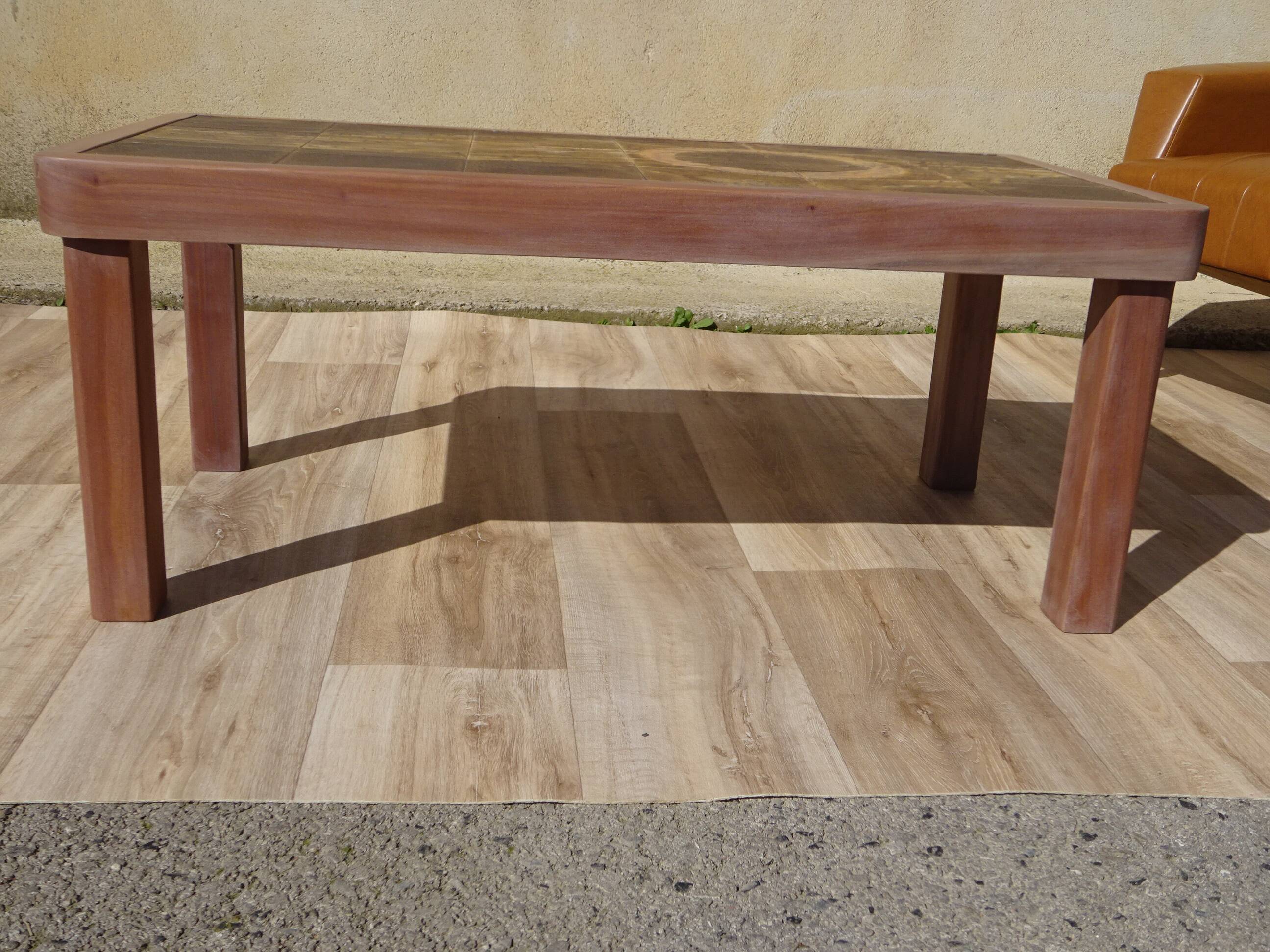 Vintage coffee table, Vallauris ceramics, signed J.d'Asti