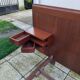 Vintage Scandinavian teak adult bed from the 60s and 70s bedside table.