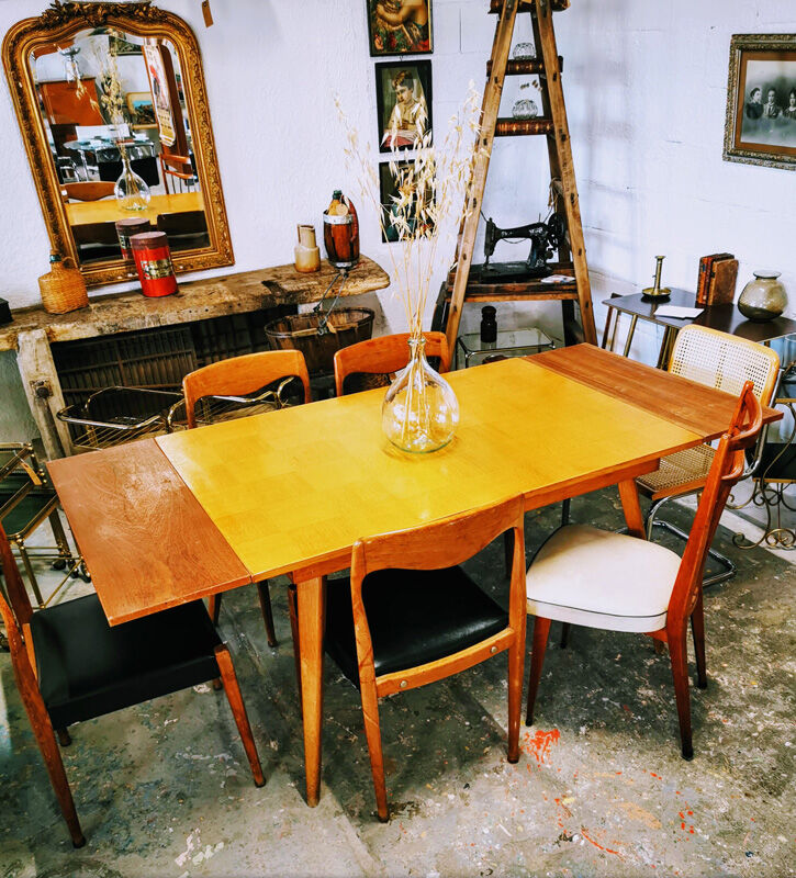 Vintage  table with compass feet 1960s