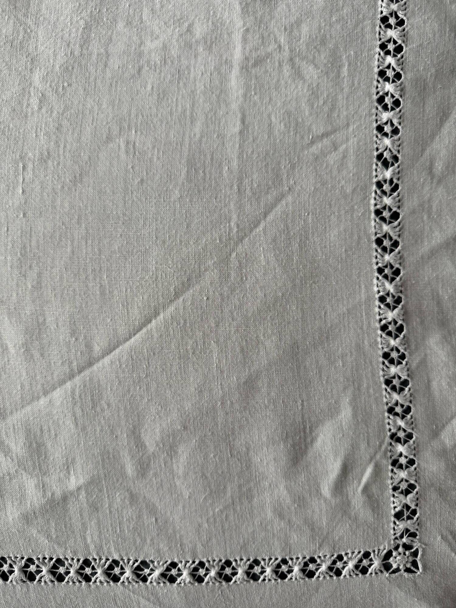 Large antique linen and cotton tablecloth 230x154.
