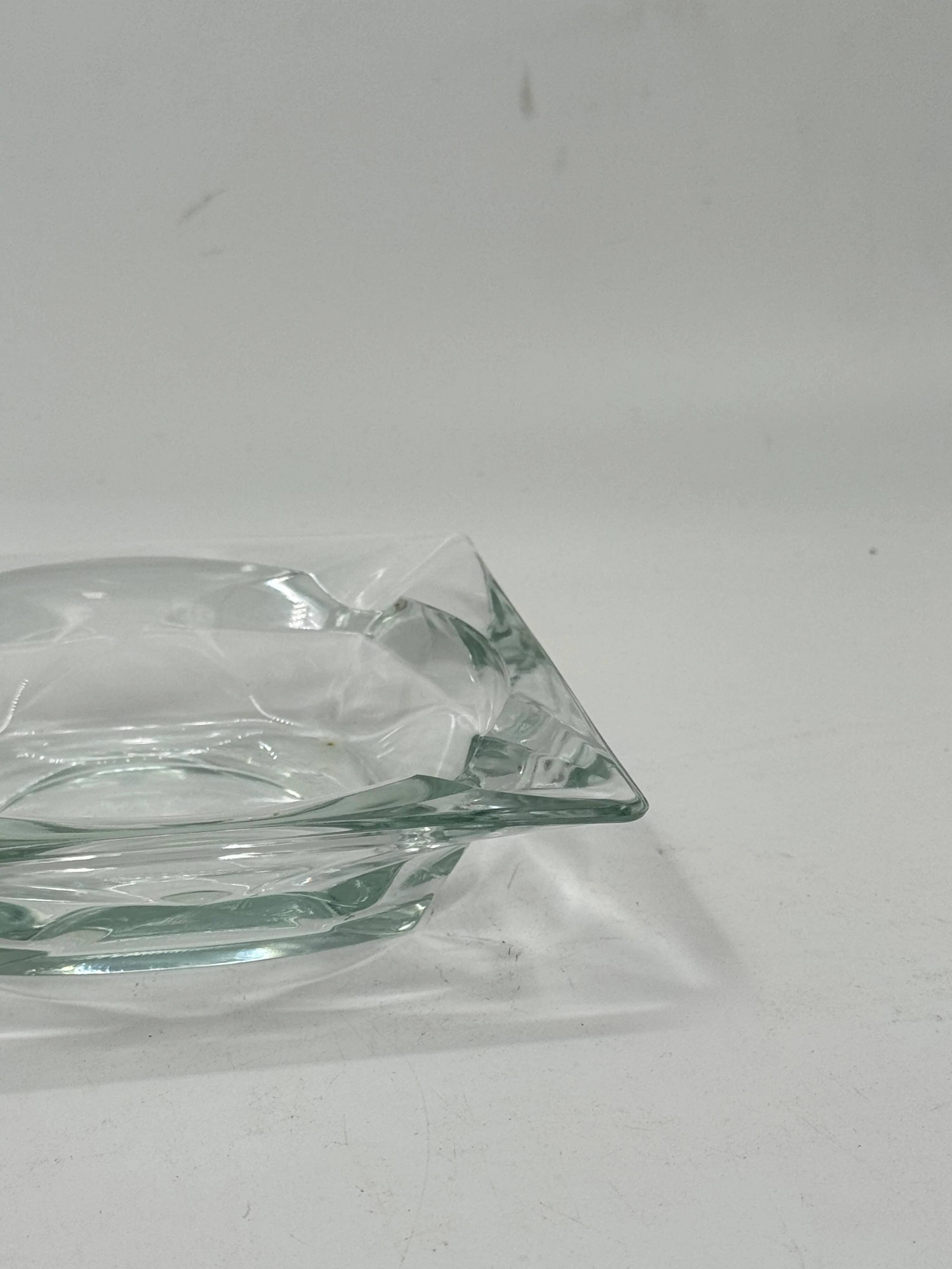 Vintage square glass ashtray, minimalist design.