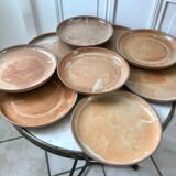 Set of 9 flat plates in artisanal sandstone 70s
