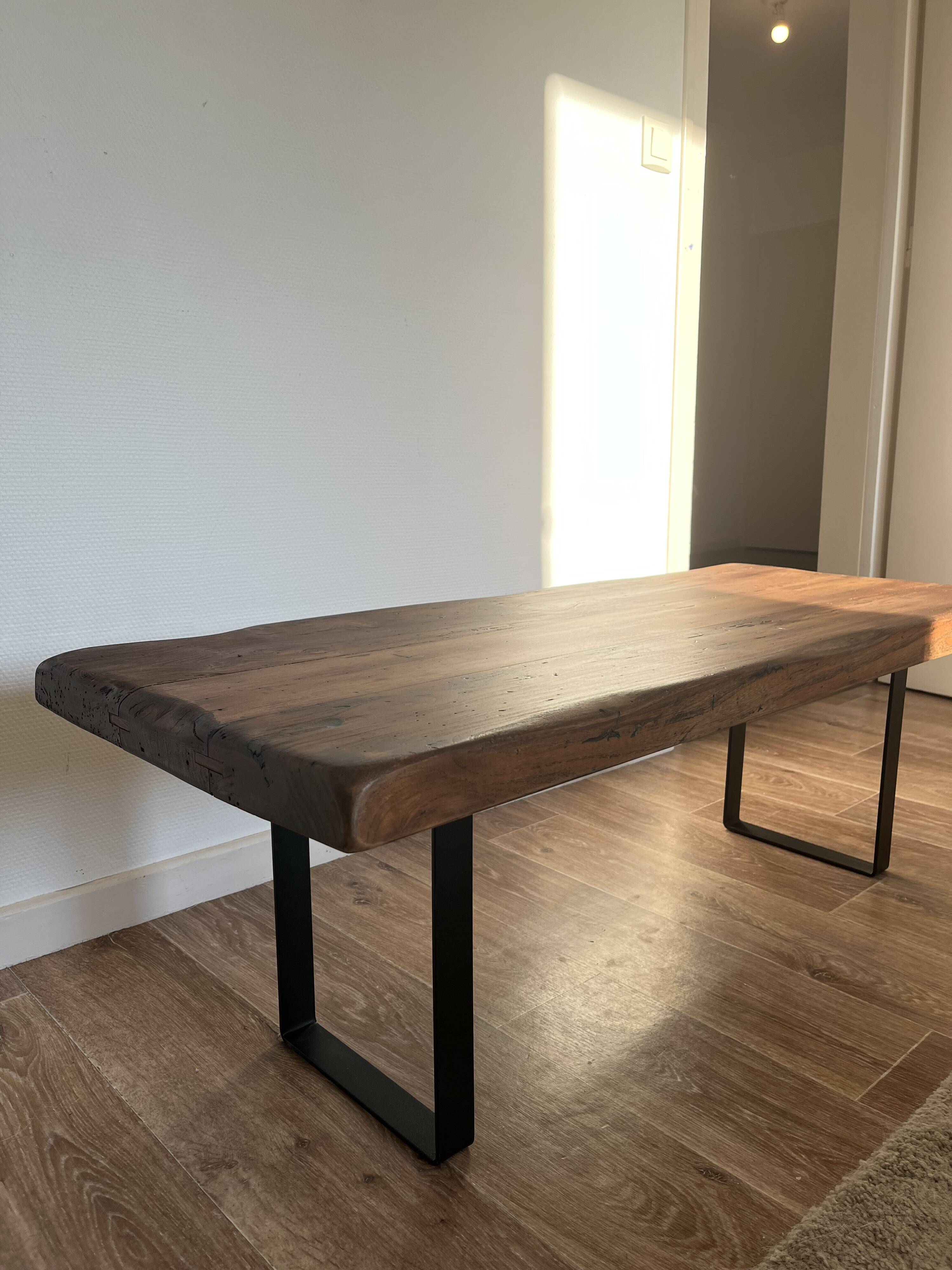 Industrial upcycled solid wood coffee table