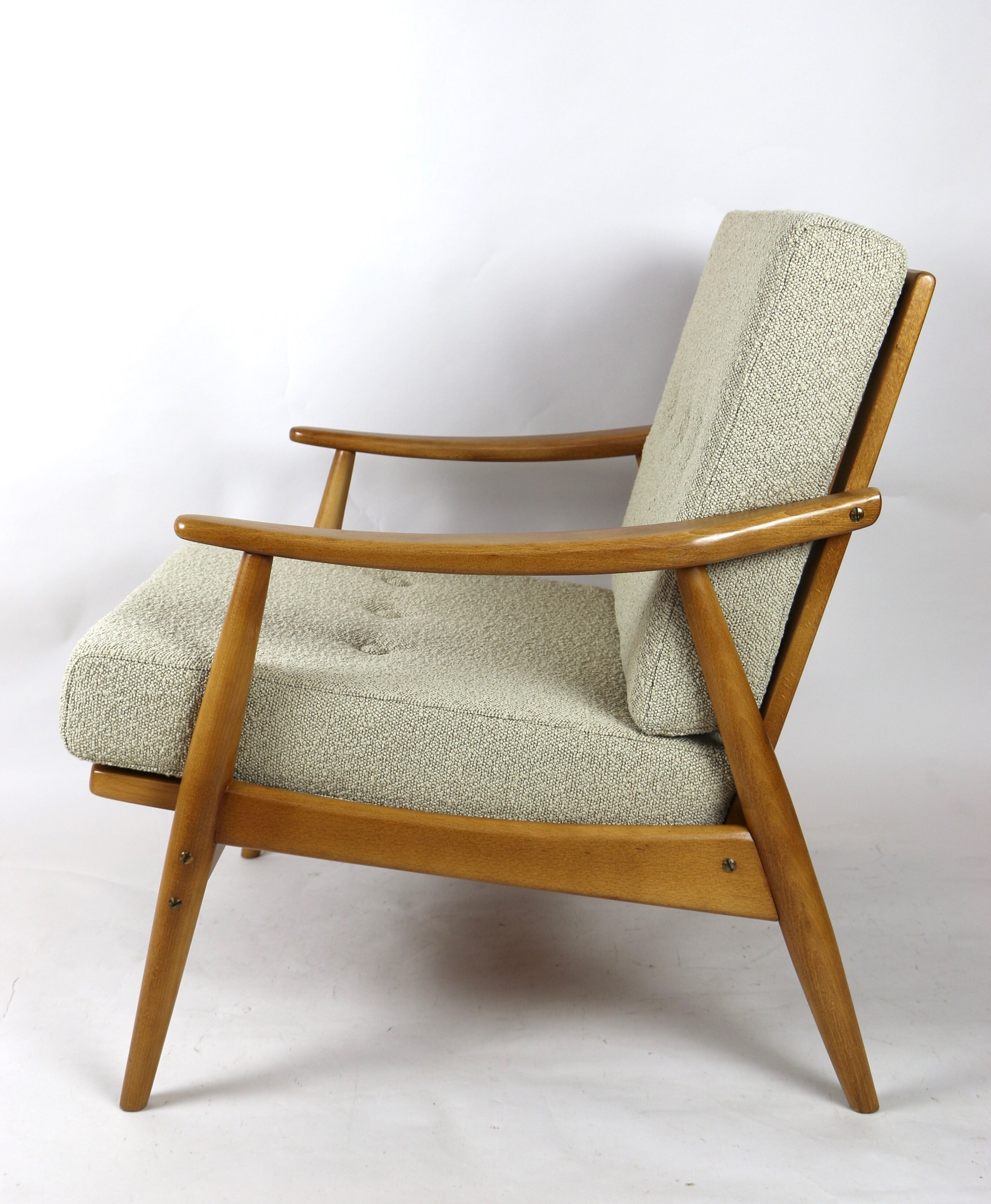 Beige boucle german bund armchair, 1970s