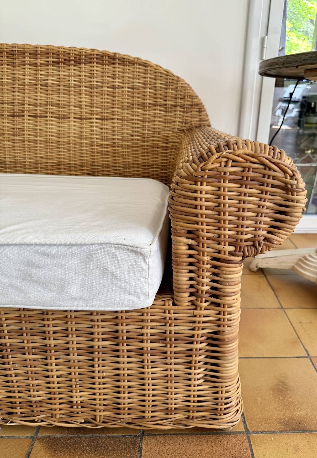 3 seater rattan sofa from Conran shop vintage