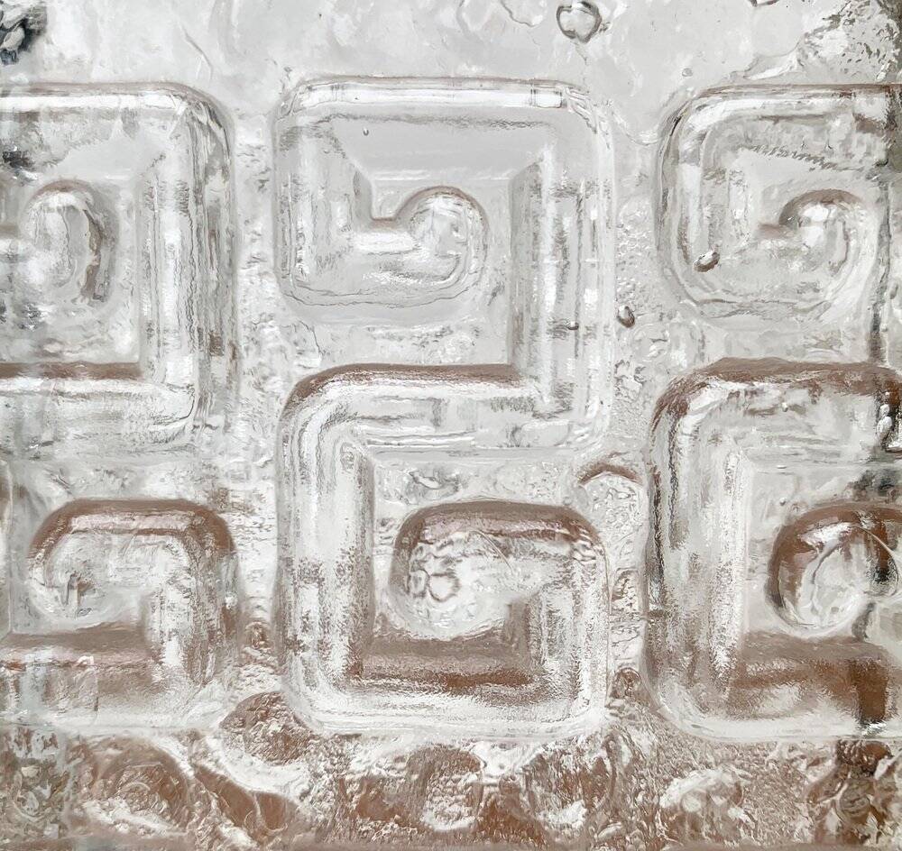 Large Finnish glass block vase from the mid-century by Tamara Aladin for Riihimäki, 1960s.