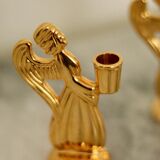 Paire de bougeoirs vintage suédois en laiton en forme d'ange, de la marque Skultuna.