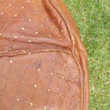 large vintage Moroccan leather pouf
