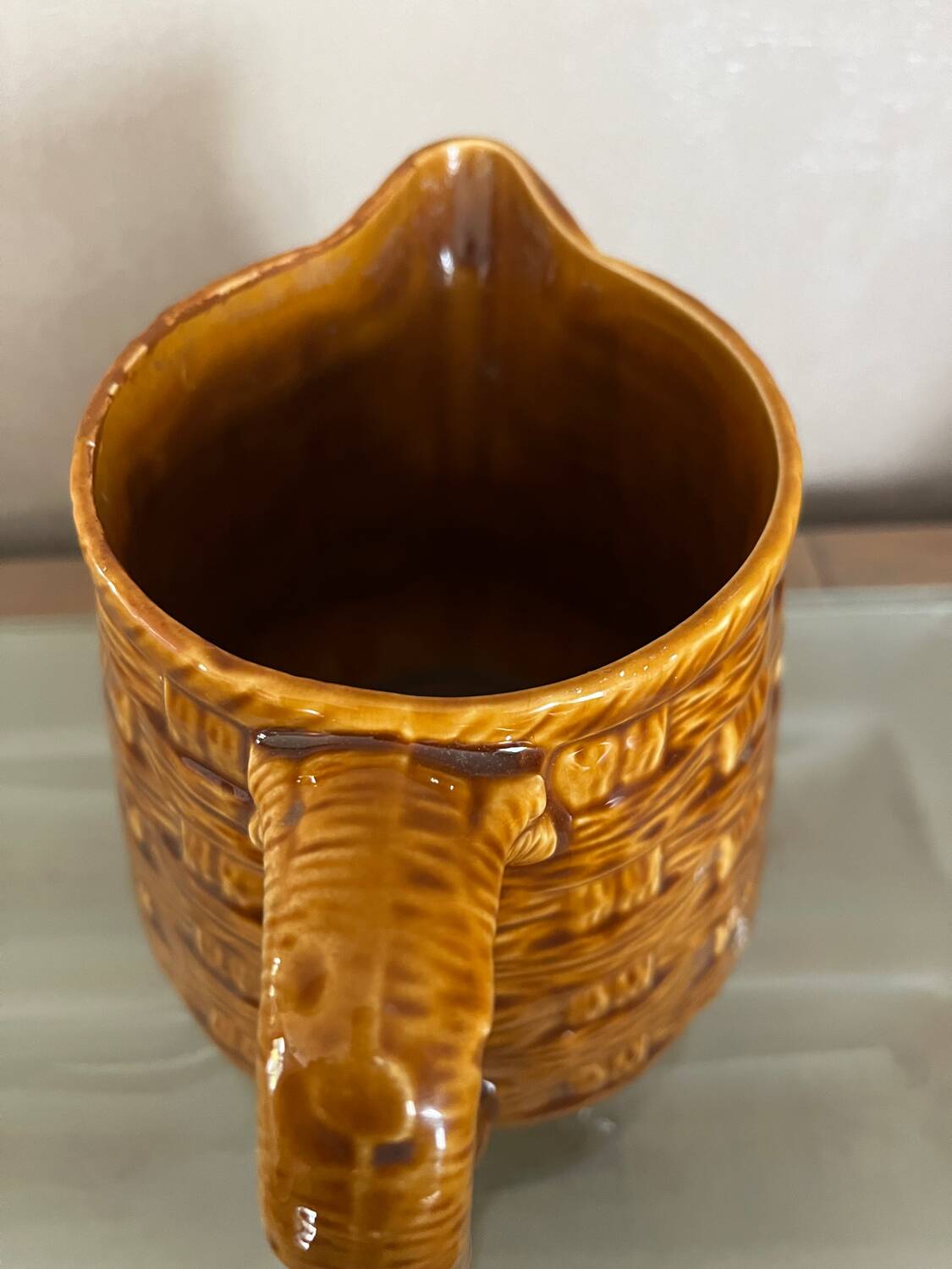 Digouin and Sarreguemines ceramic pitcher with braided decoration