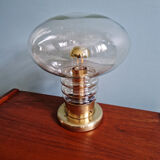 Lampe de table Space Age en laiton et verre transparent, 1960-70