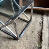 Small vintage steel and glass coffee table