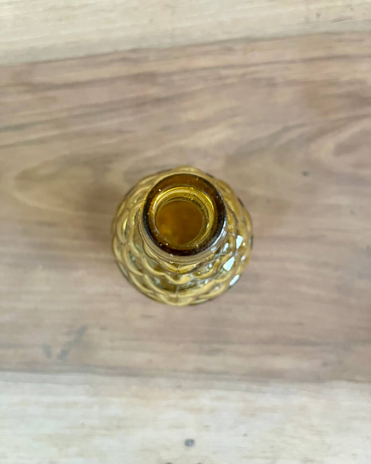 70s yellow glass bottle