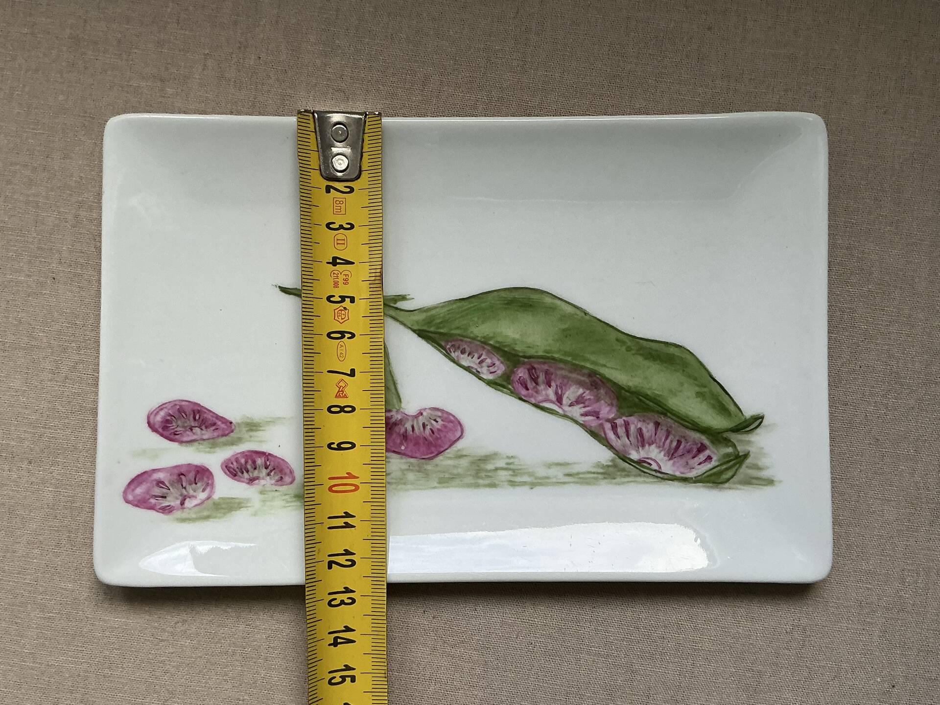 Small botanical porcelain tray hand-painted – bean design